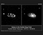 A Spiral Galaxy From the Hubble Deep Field in Visible (left) and Infrared Light (right)