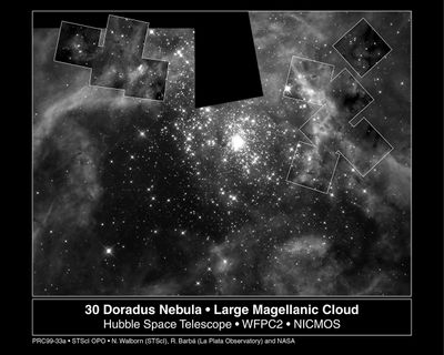 A Grand View of the Birth of “Hefty” Stars – 30 Doradus Nebula Montage