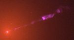 Black Hole in Galaxy M87 Emits Jet of High-Speed Electrons