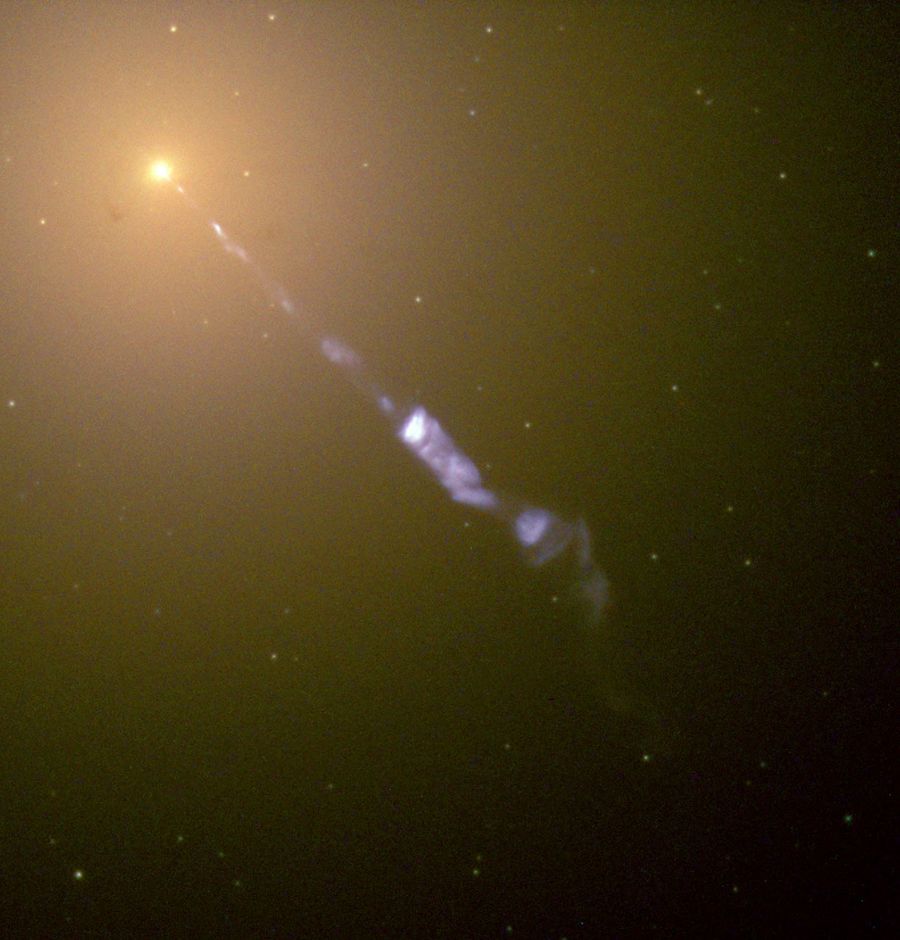 Black Hole-Powered Jet of Electrons and Sub-Atomic Particles Streams From Center of Galaxy M87