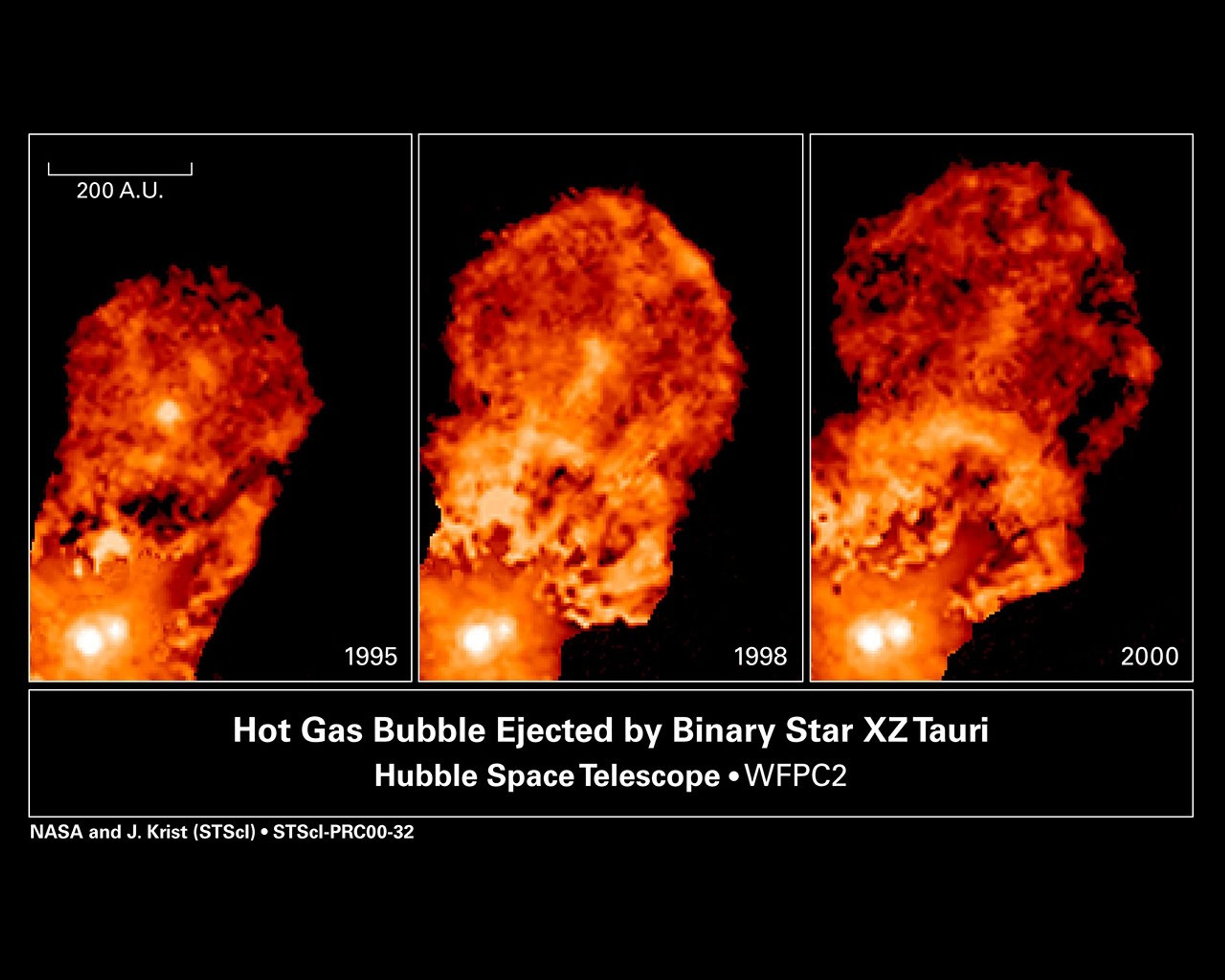 Hot Gas Bubble Ejected by Young Binary Star System XZ Tauri