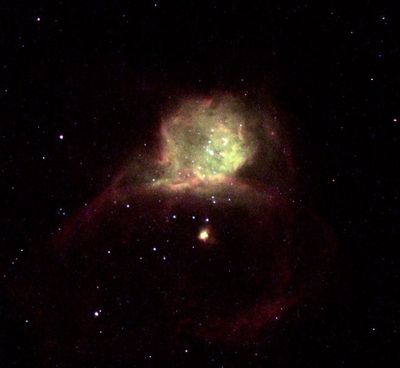 Hubble X: A Glowing Gas Cloud in the Star-Forming Region of Galaxy NGC 6822