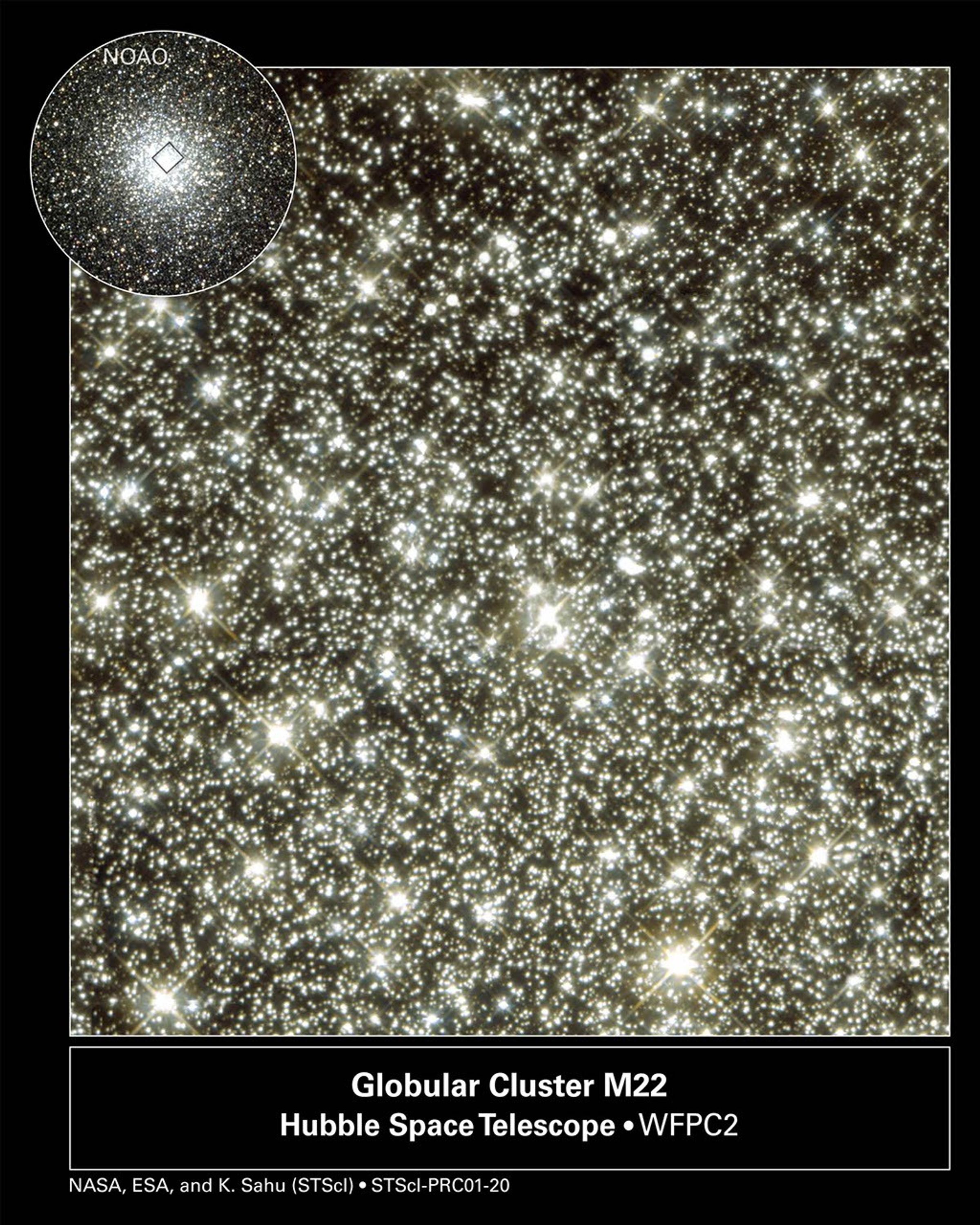 Globular Cluster M22 (inset shows entire cluster)