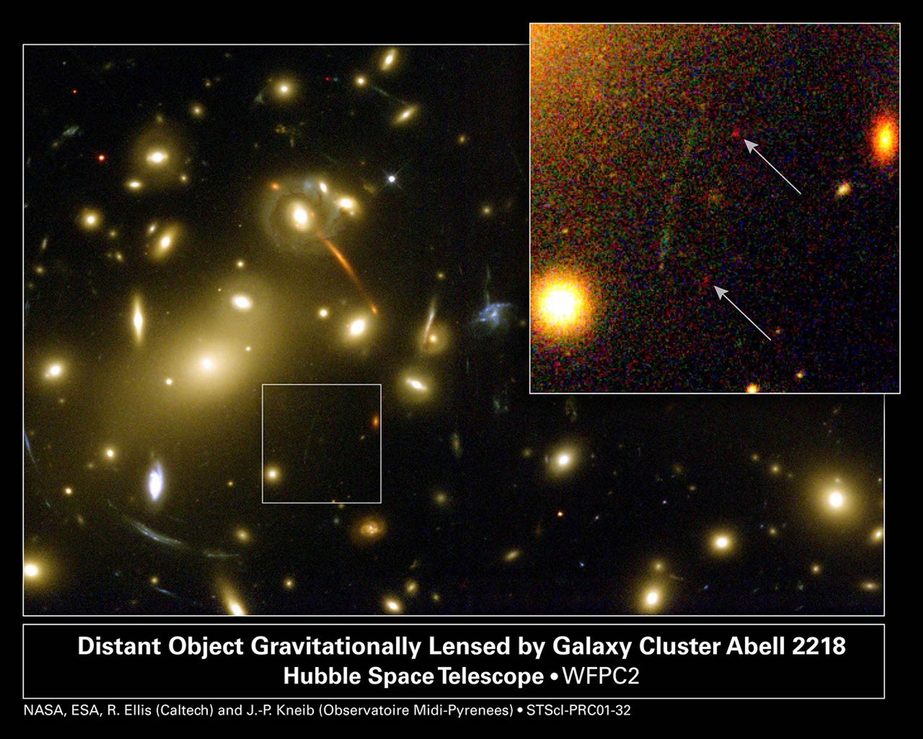 Gravitational Lens Helps Hubble and Keck Discover Galaxy Building Block
