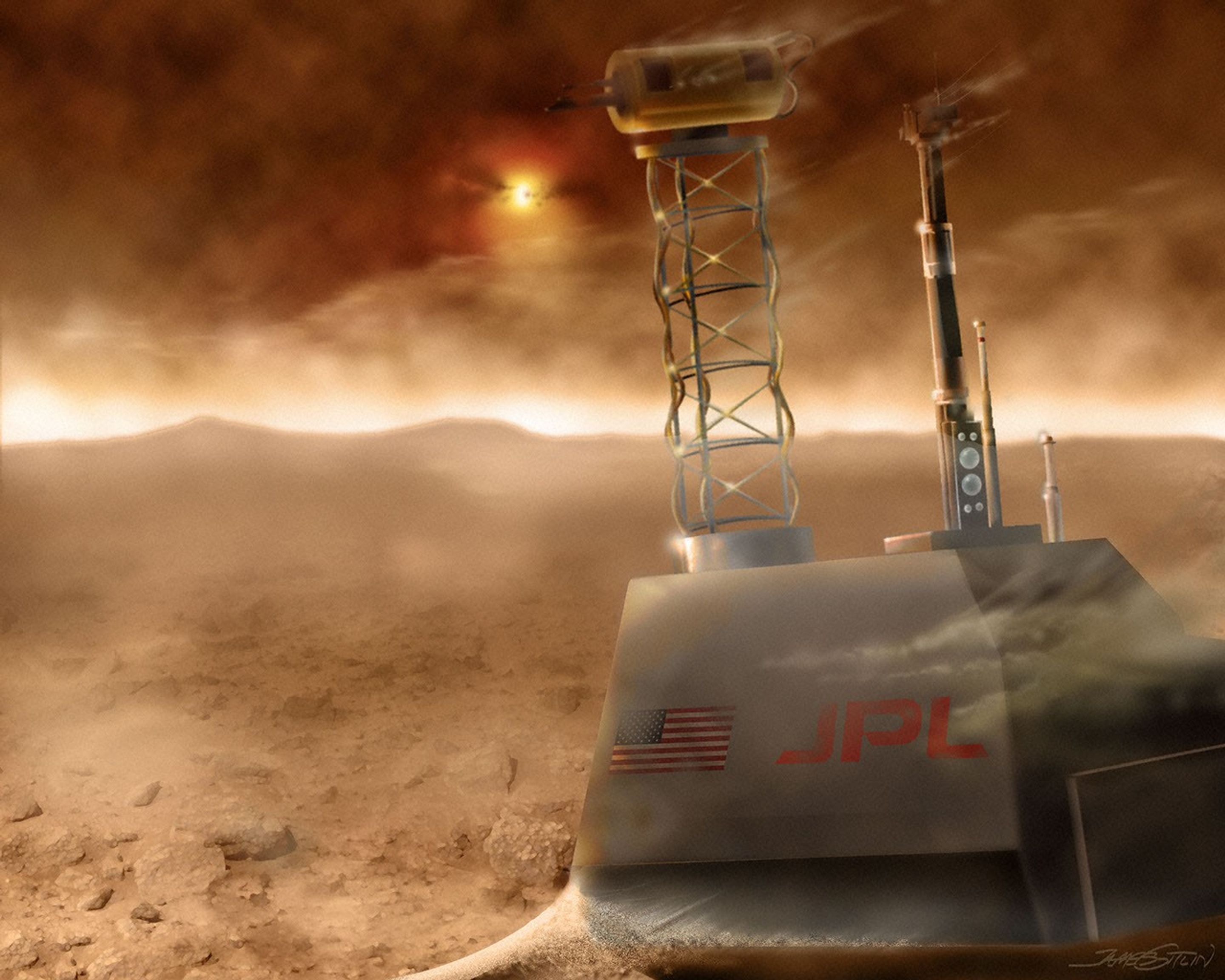 View of Martian Surface During Dust Storm