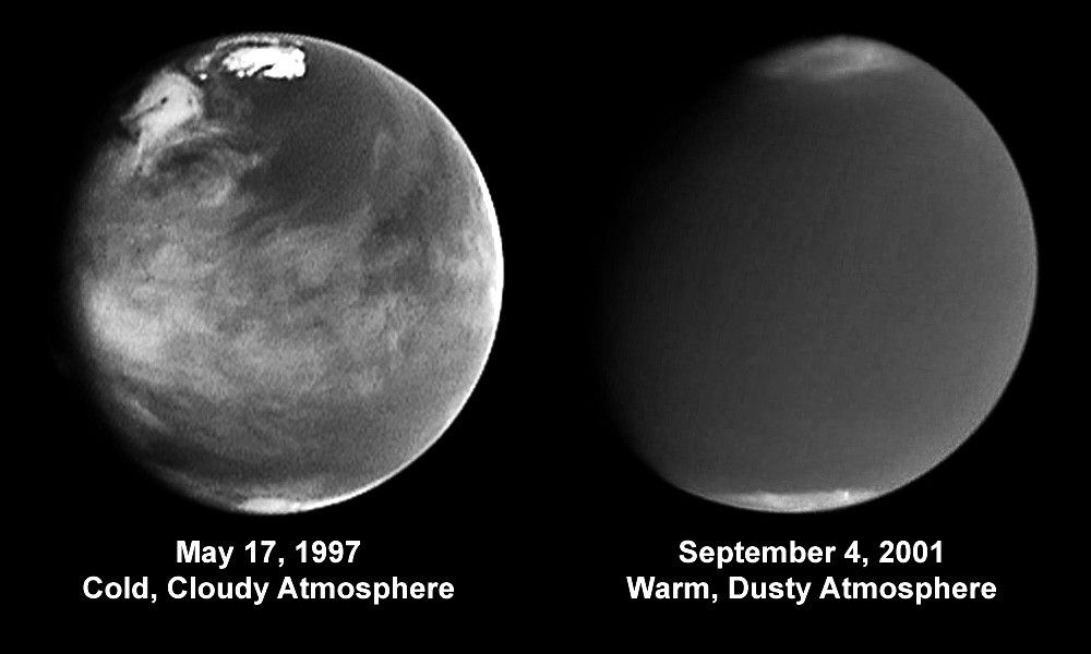 Comparison of Martian Atmospheric Activity From 1997 and 2001