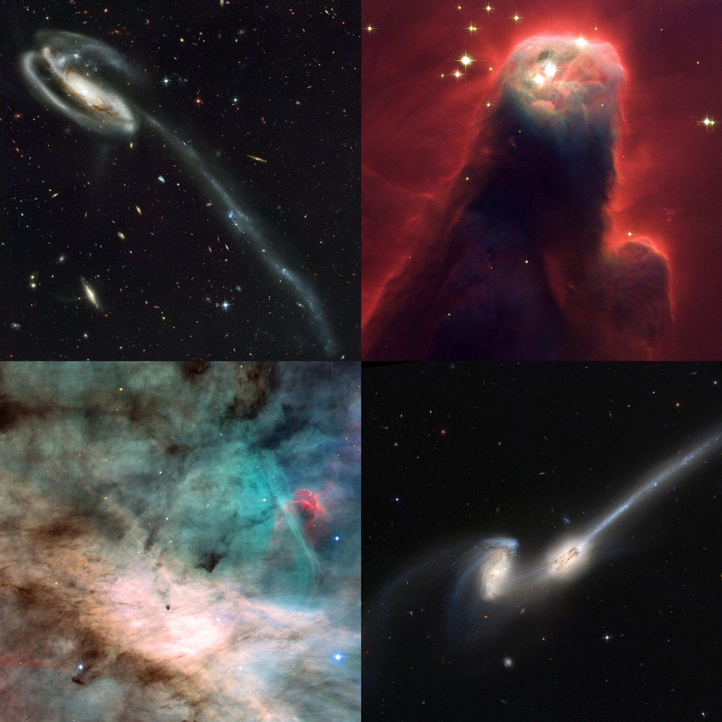A collage of four "Early Release Observation" images captured by Hubble's Advanced Camera for Surveys