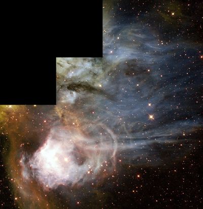 Gaseous Streamers from Nebula N44C Flutter in Stellar Breeze