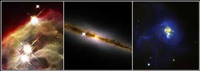 Composite Imageof the Cone Nebula, Edge-On Galaxy NGC 4013, and Galaxy IRAS 19297-0406