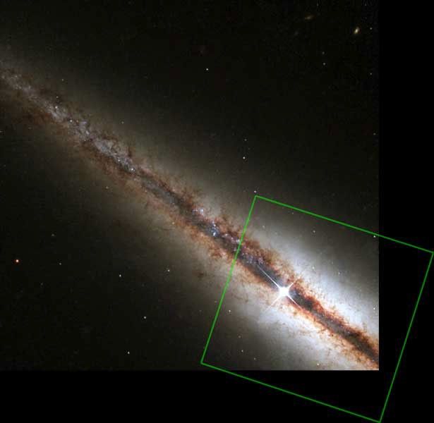 HST/WFPC2 Visible-Light Image of NGC 4013 with Outline of the NICMOS Infrared-Light Image