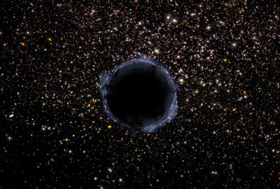 Artist’s View of a Black Hole in a Globular Cluster
