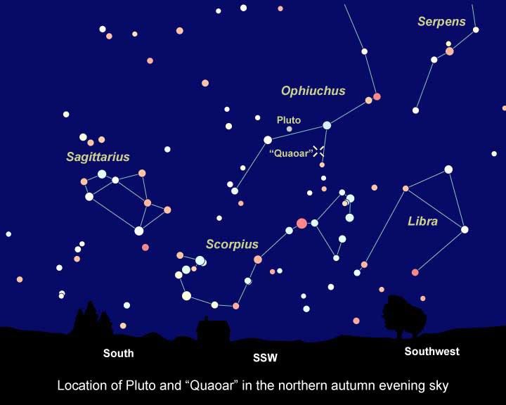 Sky Chart Showing Location of KBO "Quaoar"