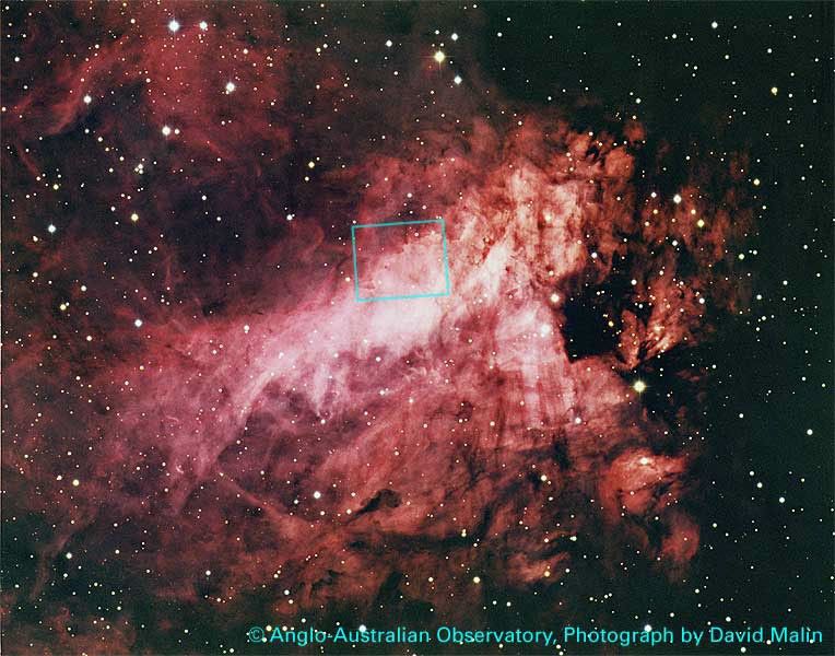 AAO (David Malin) Image with Location of WFPC2 Field