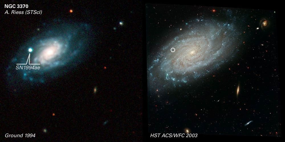 Galaxy NGC 3370 Comparison of Ground and ACS Images