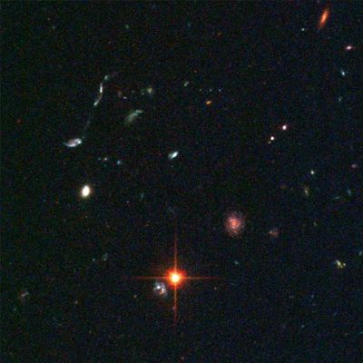 Merging Blue Galaxies (Details from Image of NGC 3370)