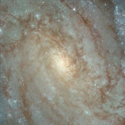 Center of Galaxy NGC 3370 Shows Dust Lanes and Uncommonly Ill-Defined Nucleus