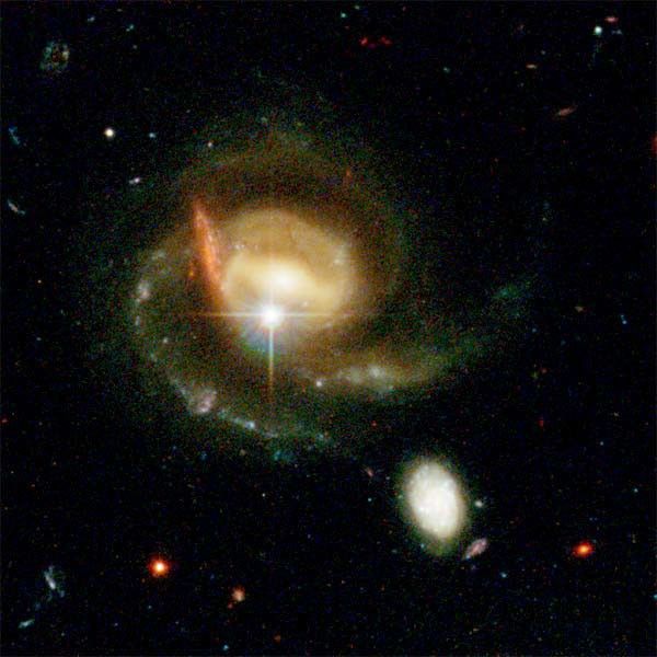 A Bright Galaxy Interacts With a Companion (Details from Image of NGC 3370)