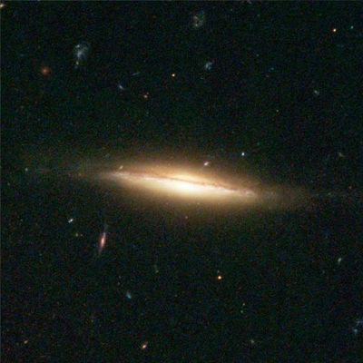 Warped, Edge-On Spiral Galaxy (Details from Image of NGC 3370)