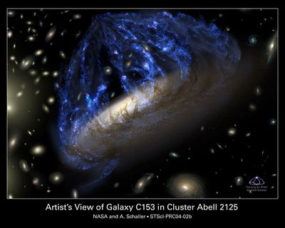 A Disintegrating Galaxy Plows Through Space