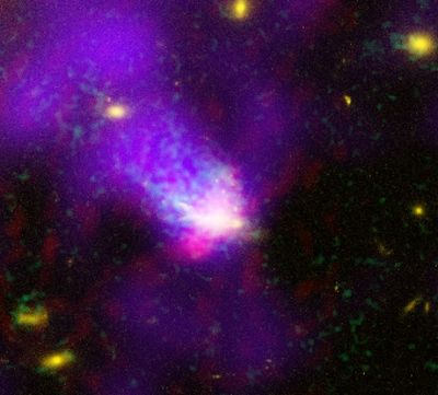 Images from Several Telescopes Combined to Show Galaxy C153 in Cluster Abell 2125
