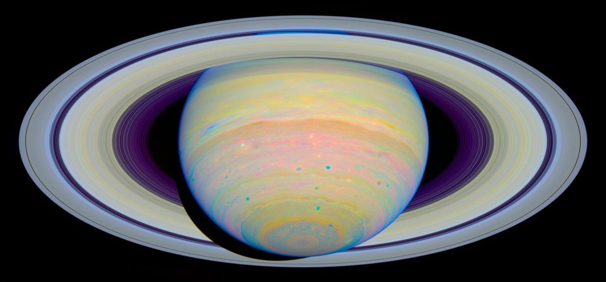 Color-Stretched Visible-Light Composite of Saturn