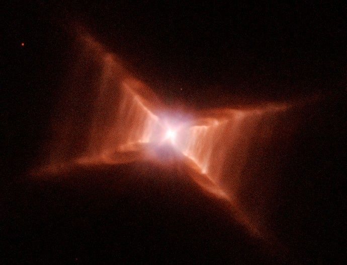 Dying Star HD 44179, the "Red Rectangle," Sculpts Rungs of Gas and Dust