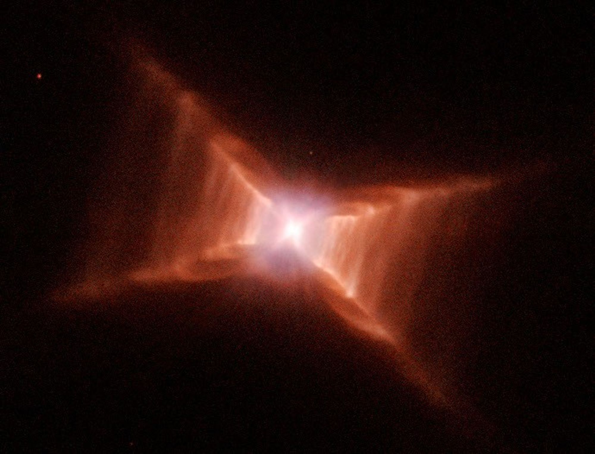 Dying Star HD 44179, the "Red Rectangle," Sculpts Rungs of Gas and Dust