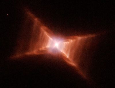 Dying Star HD 44179, the “Red Rectangle,” Sculpts Rungs of Gas and Dust