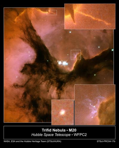 New Hubble Image Reveals Details in the Heart of the Trifid Nebula