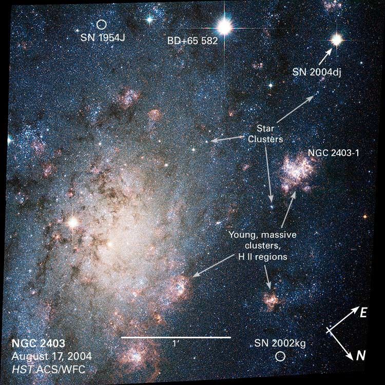 NGC 2403: Annotated Hubble View