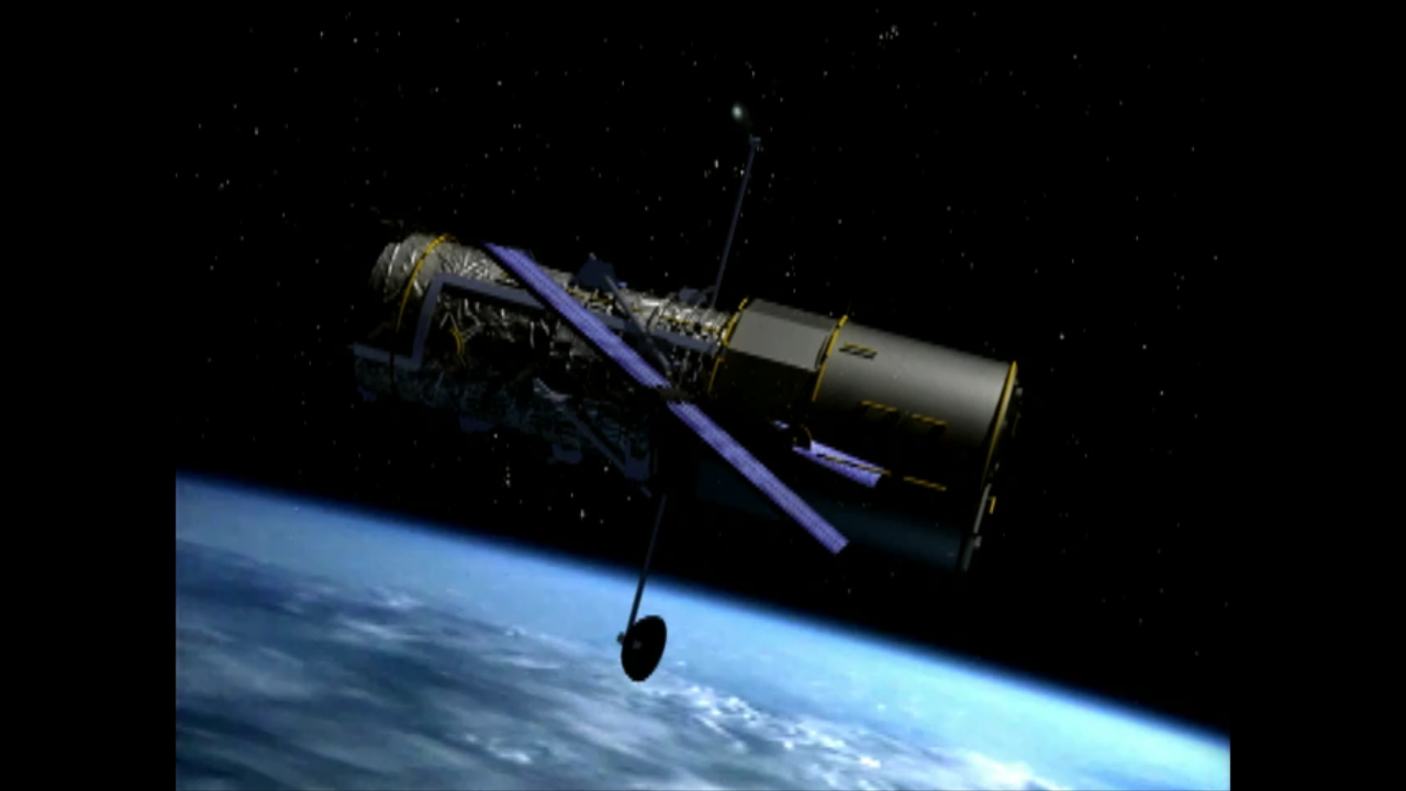 Hubble Space Telescope Animation (Aft, Half Turn)
