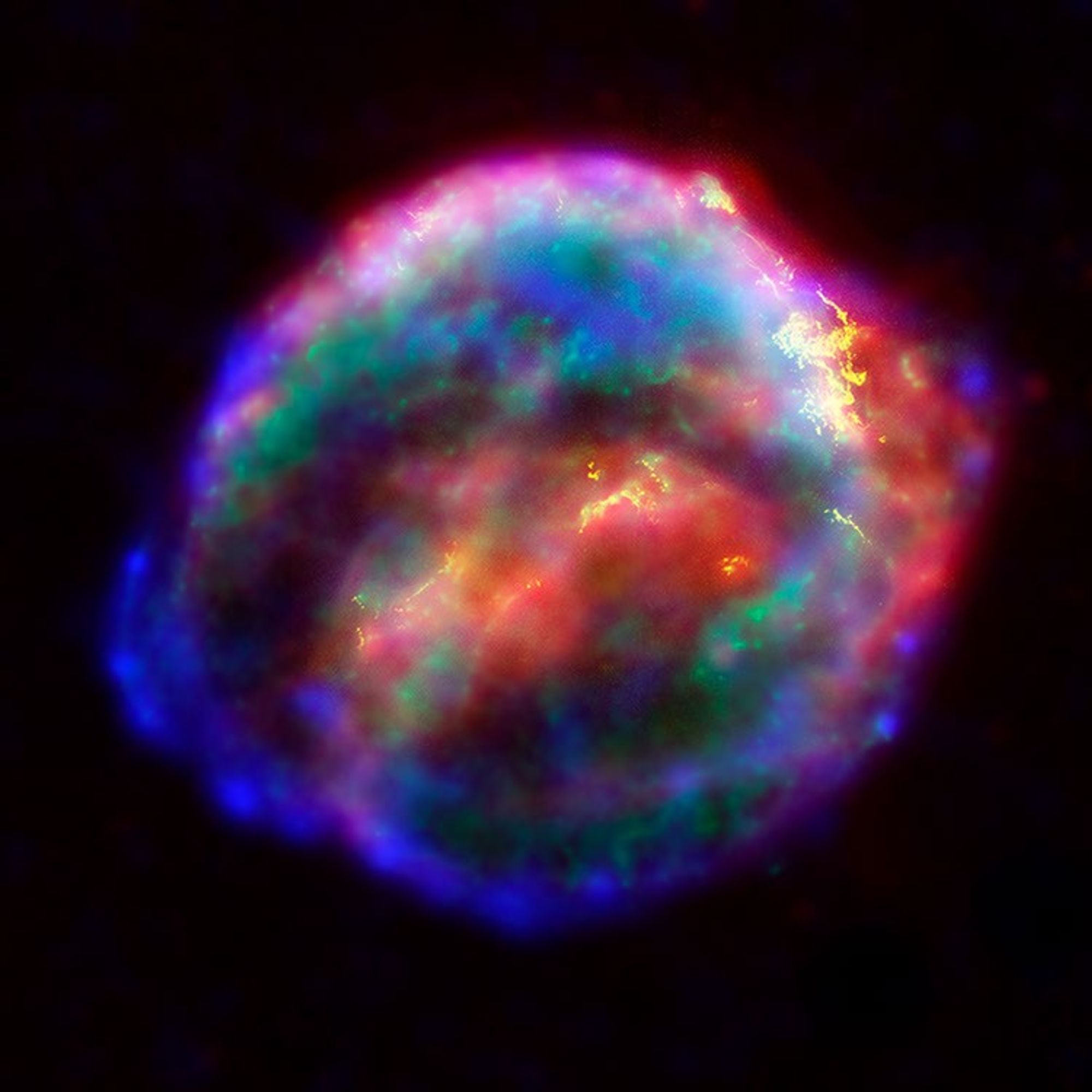 Kepler's Supernova Remnant In Visible, X-Ray and Infrared Light