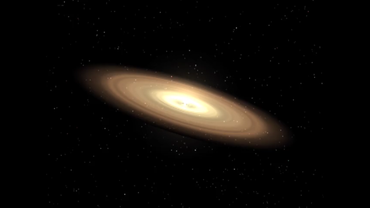 Animation of the Development of a Debris Disk into a Planetary System