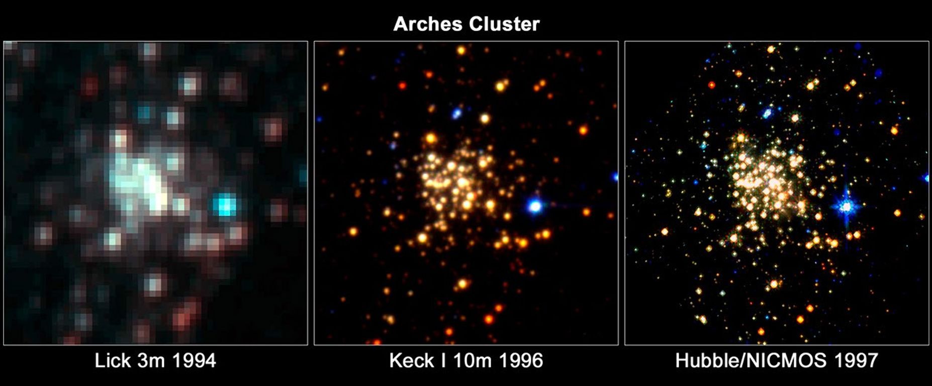 Trio of Images of the Arches Cluster