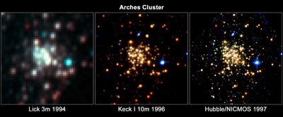 Trio of Images of the Arches Cluster