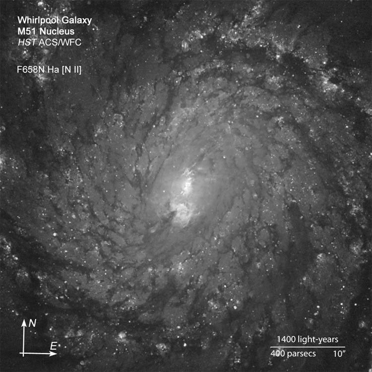 M51 Nucleus in the Light of Hydrogen