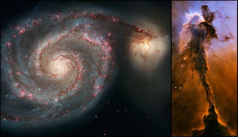 The Whirlpool Galaxy and Eagle Nebula