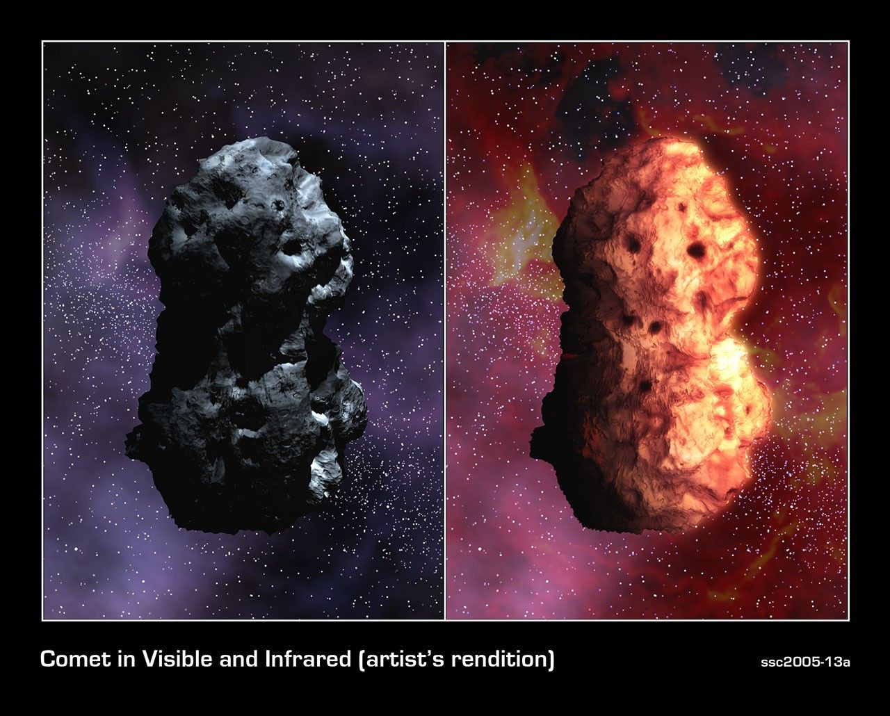 Visible and Infrared Views of Comet Tempel 1 (Artist's Concept)