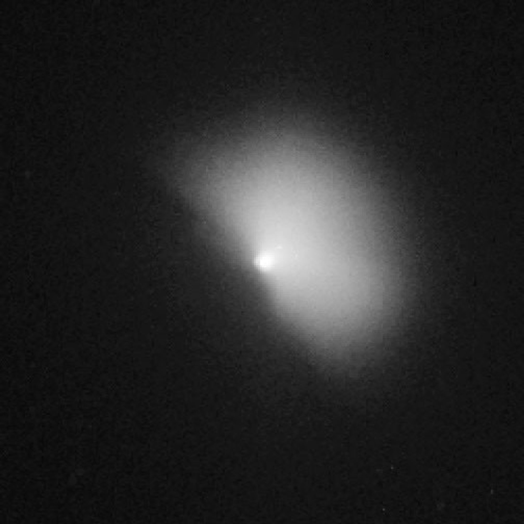 Hubble View of Comet Tempel 1, Post-Impact with Fan-Shaped Debris