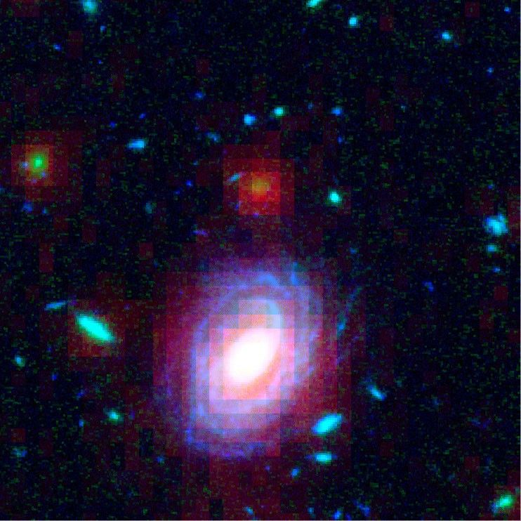 Galaxy HUDF-JD2 in Visible and Infrared Light