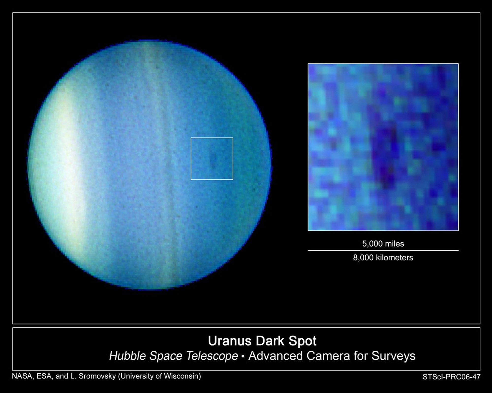 Hubble Discovers Dark Cloud in the Atmosphere of Uranus