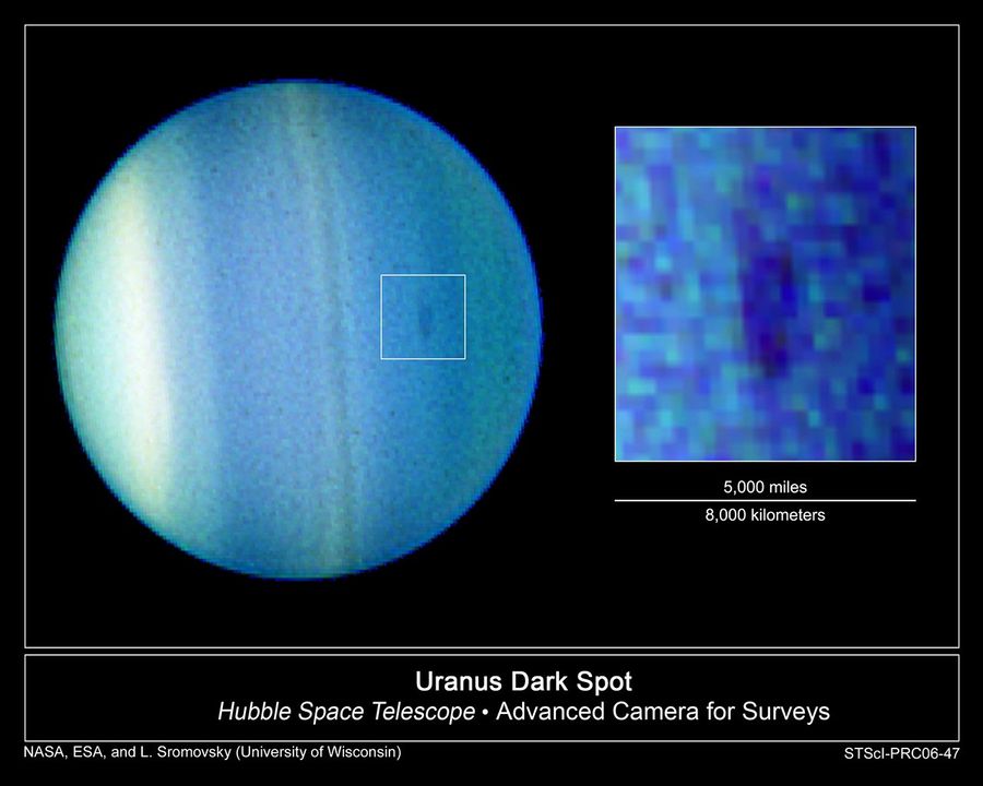 Hubble Discovers Dark Cloud in the Atmosphere of Uranus