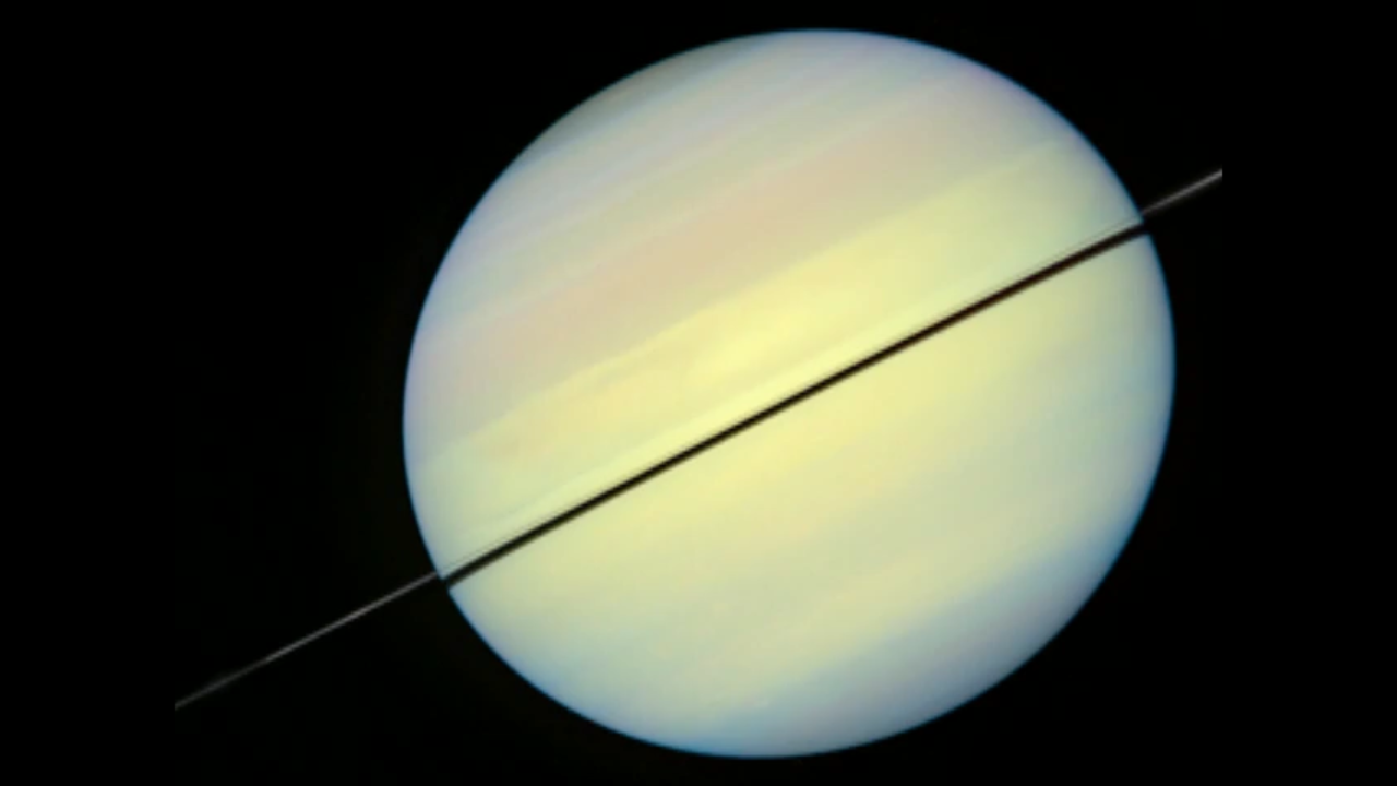 Saturn and Rings Tipped Edge-on Toward Earth