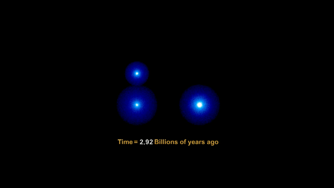 Simulation of Two Galaxy Clusters Colliding