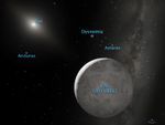 Artist's view of Eris and Dysnomia (Annotated)