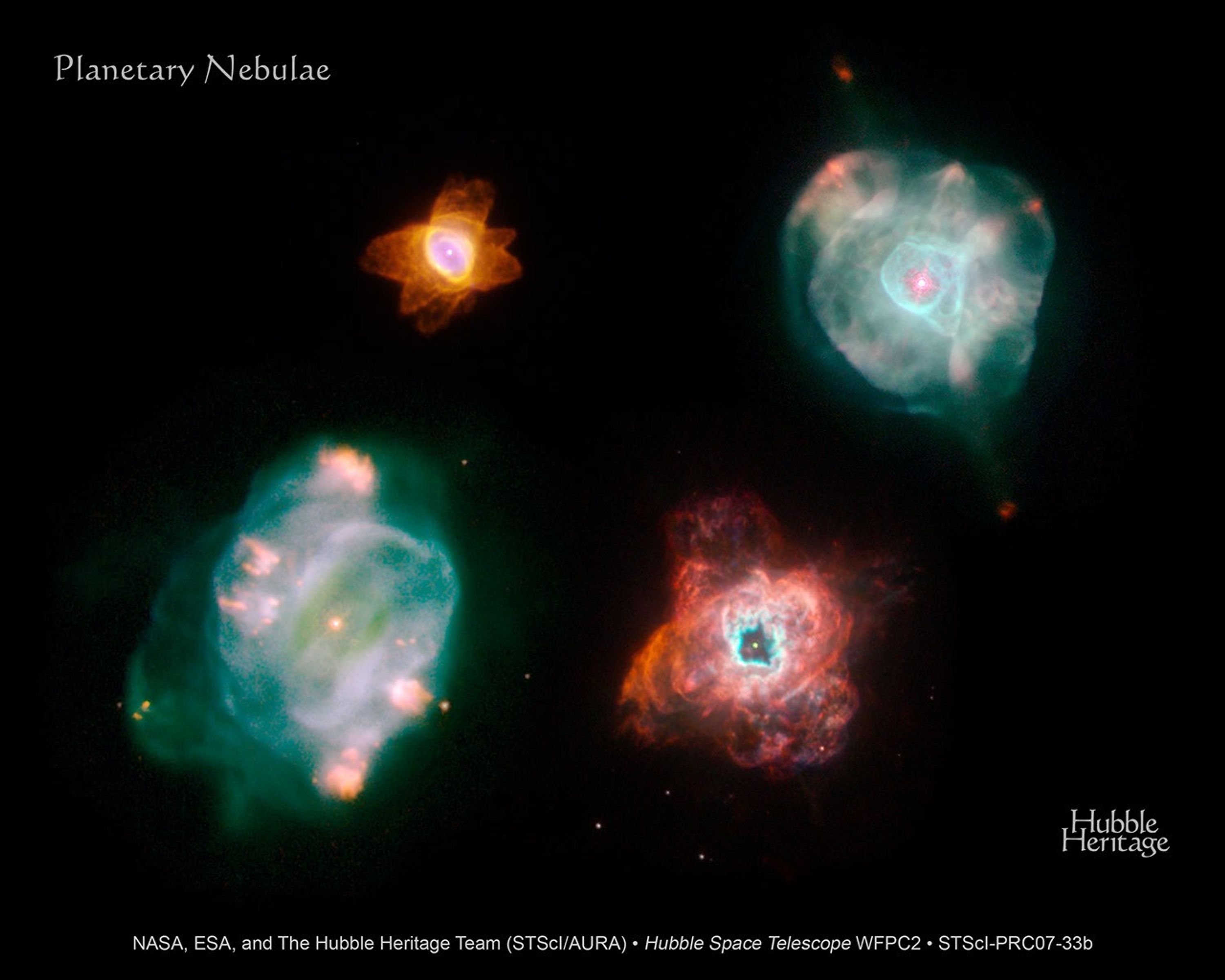 Four planetary nebulas with title