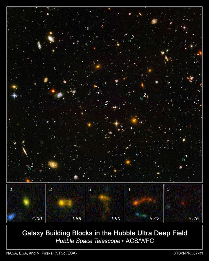 Hubble and Spitzer Uncover Smallest Galaxy Building Blocks