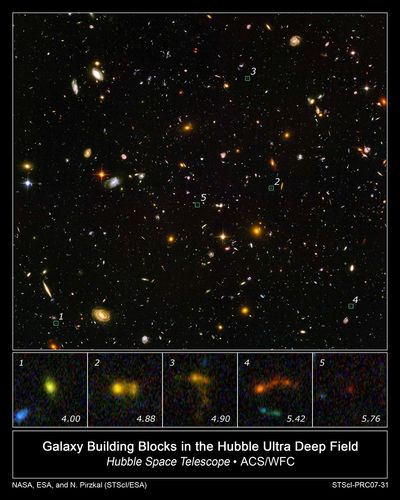 Hubble and Spitzer Uncover Smallest Galaxy Building Blocks