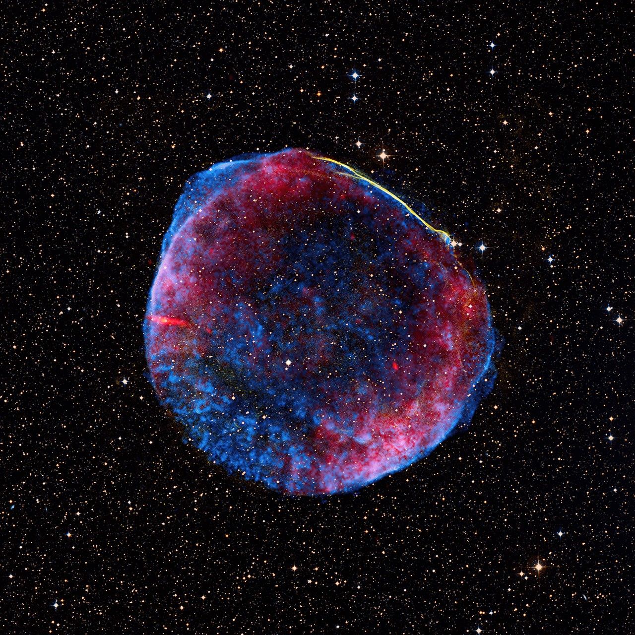 Full-shell Image of SN 1006 Showing Location of Hubble Observations