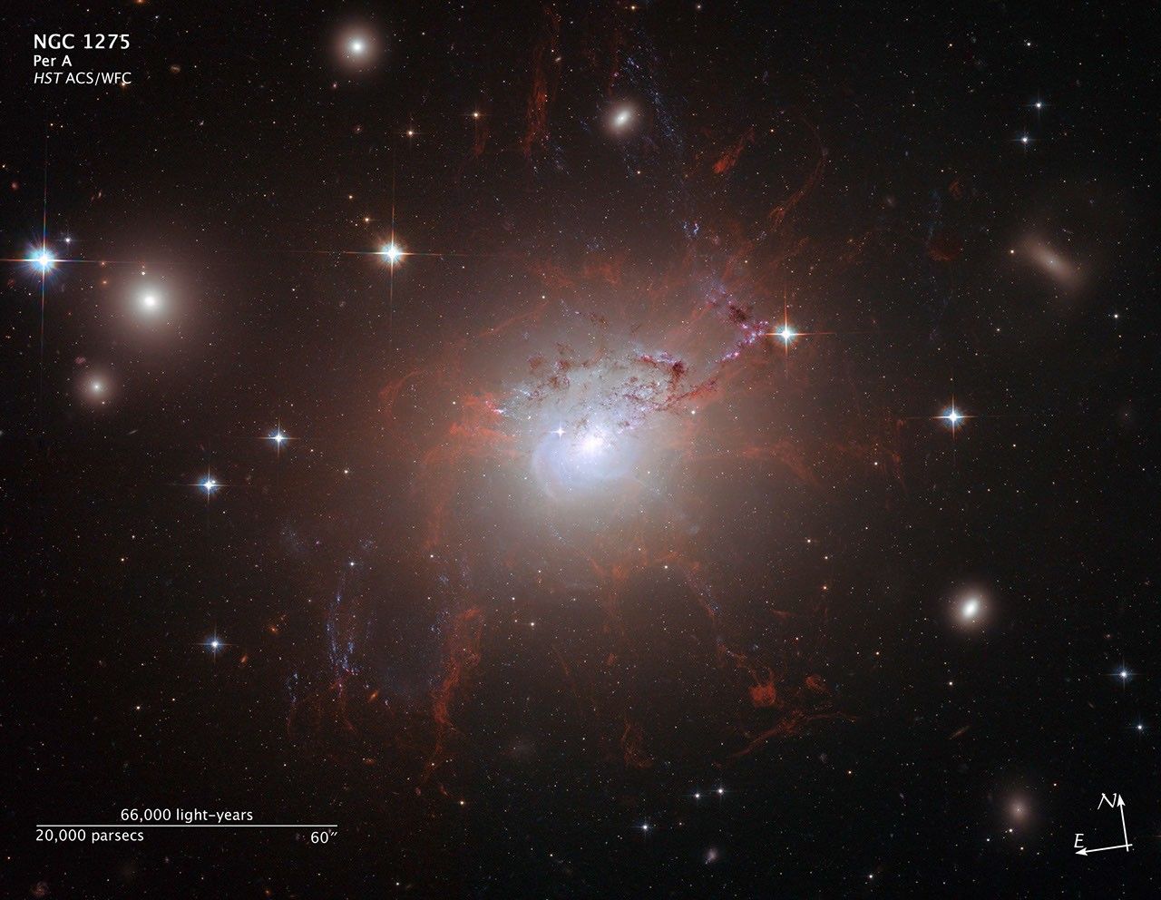 Compass and Scale Image of NGC 1275